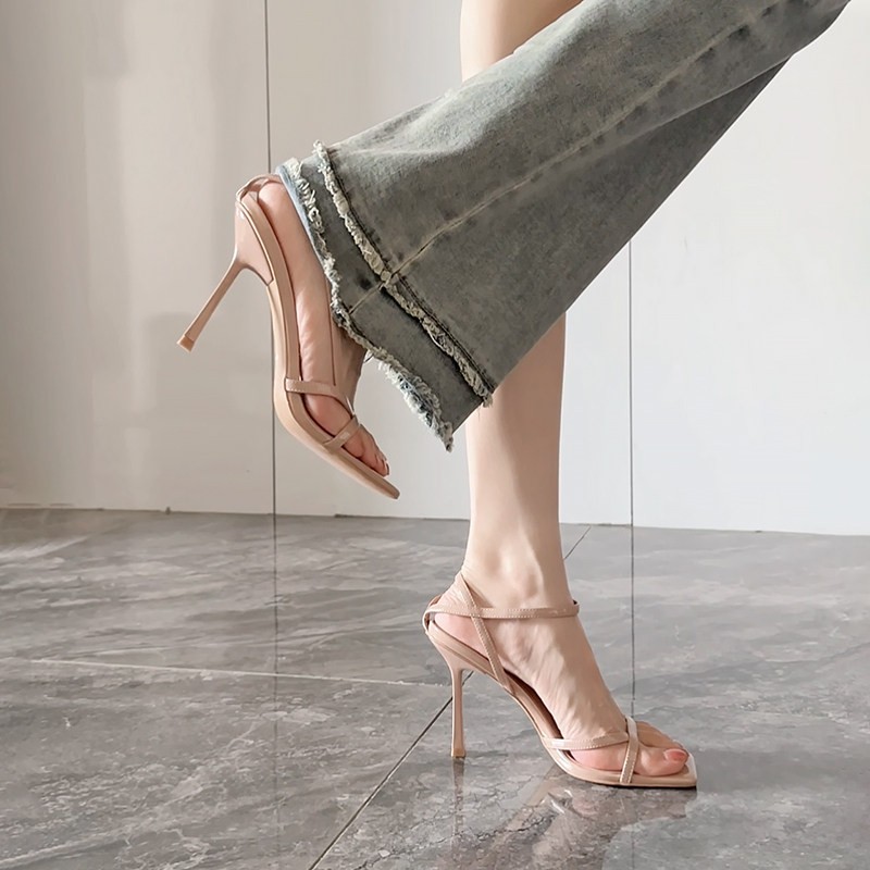 Sandal Strappy Heeled - Stiletto Sandals Women Xia One Word