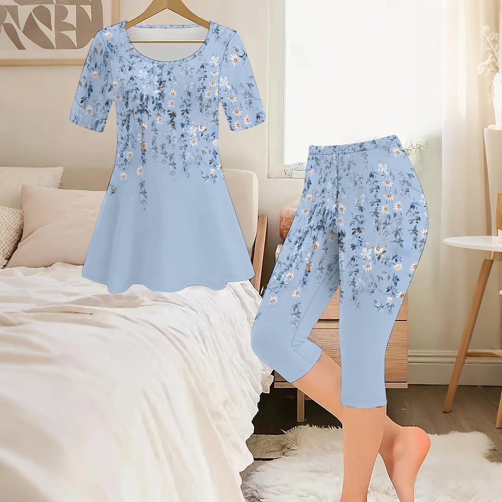 2pcs Vintage Print Two Piece S - Romper Floral Print review and price