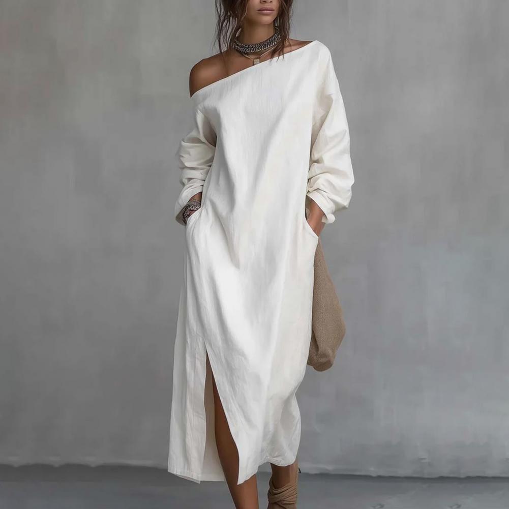 Women's One Shoulder Long Slee - Linen Dress Wrap review and price