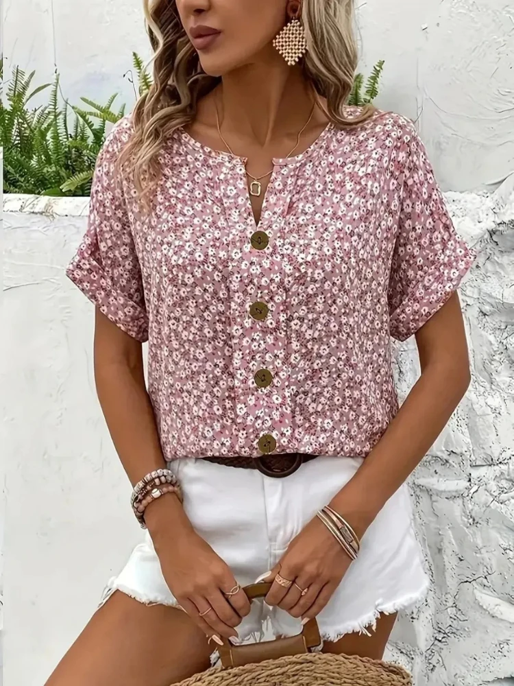Plus Size Women's Shirts 2025  - Romper Floral Print review and price