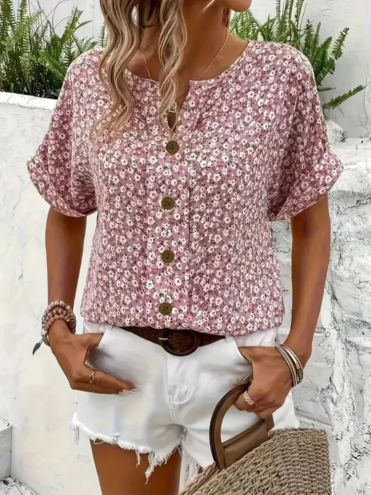 Plus Size Women's Shirts 2025  - Romper Floral Print review and price