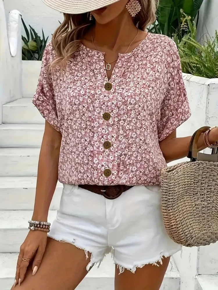 Plus Size Women's Shirts 2025  - Romper Floral Print review and price